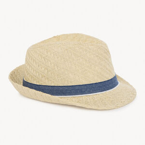 Sombrero trilby de paja con cinta para bebé niño 