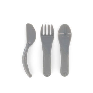 Set de 3 cubiertos de aprendizaje 6+ meses - Gris pastel 