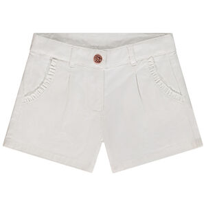 Short de sarga con bolsillos con volantes para niña  Main Short de sarga con bolsillos con volantes para niña