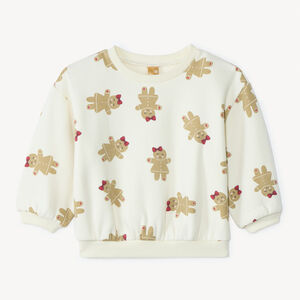 Sweat oversize imprimé biscuits de Noël pour bébé fille 