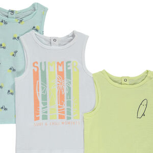 Pack de 5 camisetas sin mangas de jersey slub para bebé niño 