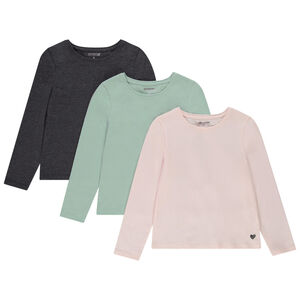 Pack de 3 camisetas de manga larga con estampado de corazones para niña 