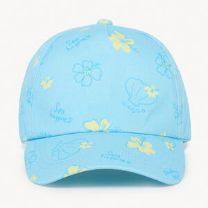Gorra de twill con estampado de flores y conchas para niña bebé 