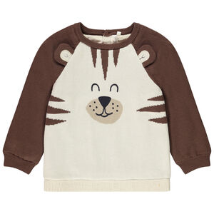 Suéter divertido en tejido de punto osito y forro en terciopelo para bebé niño 