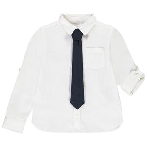 Camisa de manga larga ajustable en algodón con corbata Main Camisa de manga larga ajustable en algodón con corbata