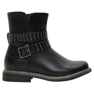 Medias botas de cuero de imitación con abertura con cremallera y tachuelas de fantasía 