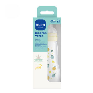Biberón de vidrio 260 ml flujo 2 2M+ blanco 