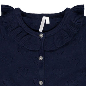 Chaleco de punto calado con cuello volante para bebé niña 