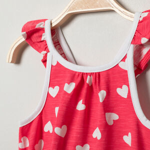 Vestido impreso con tirantes con volante para bebé niña  Main Vestido impreso con tirantes con volante para bebé niña