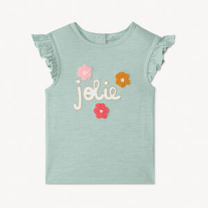 T-shirt manches courtes à broderie bouclette pour bébé fille 