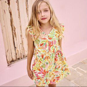 Vestido sin mangas estampado vegetal para niña 
