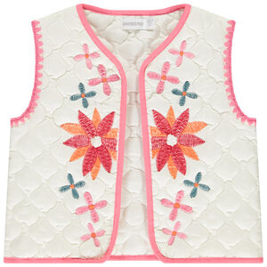 Chaleco sin mangas de gasa bordada fantasía para niña 