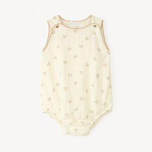 Mono de gasa de algodón estampado de ositos para bebé niño. 