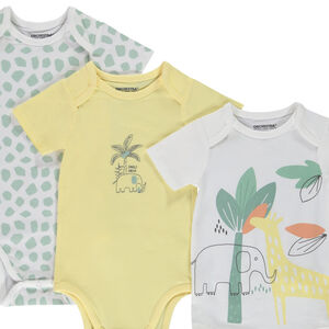 Pack de 3 bodies fantasía manga corta para bebé niño - diferentes aperturas según la edad 