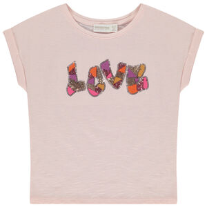 Camiseta manga corta motivo Love con lentejuelas niña 