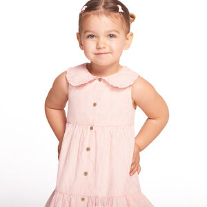 Vestido sin mangas a rayas con cuello claudine para bebé niña 