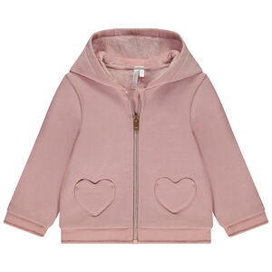 Chaleco de felpa con mangas largas y bolsillos en forma de corazón para bebé niña 