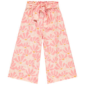 Pantalón culotte fluido con estampado floral para niña 