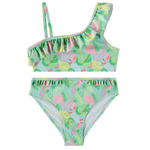Maillot de baño 2 piezas asimétrico estampado jungle para niña 