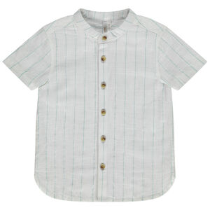 Camisa de manga corta a rayas con cuello mao para bebé niño 