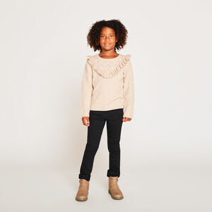 Suéter de punto con volantes y trenzas para niña.  Main Suéter de punto con volantes y trenzas para niña.