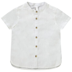 Camisa manga corta lisa cuello mao para bebé niño 