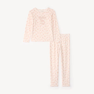 Pijama de 2 piezas de terciopelo para niña con estampado de leopardo. 