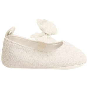 Merceditas de tela con lazo y tira elástica para bebé niña 