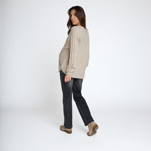 Jersey de manga larga liso en punto trenzado para mujer 