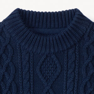 Suéter de punto liso con efecto trenzado y ribete colorido para niño  Main Suéter de punto liso con efecto trenzado y ribete colorido para niño