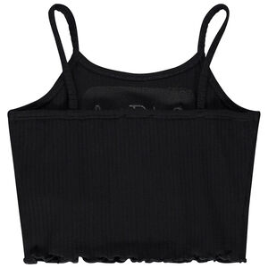 Camiseta sin mangas corta efecto acanalado con bordado niña 