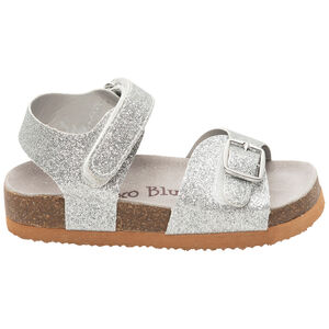 Sandalias de velcro plateadas y brillantes para niña bebé 