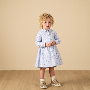 Vestido de manga larga de tela a rayas con estampado floral para bebé niña 