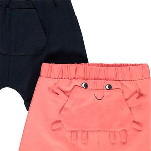 Lot de 2 bermudas en coton bio à détails en relief 