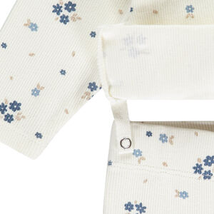 Conjunto de pijama largo de punto de canalé estampado floral para bebé niña. 