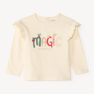 Camiseta de manga larga para niña con volantes y estampado 
