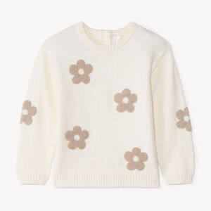 Suéter de punto con flores en bucles 3D para niña bebé 