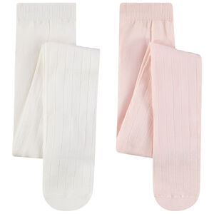 Pack de 2 pares de leotardos gruesos lisos para niña  Main Pack de 2 pares de leotardos gruesos lisos para niña