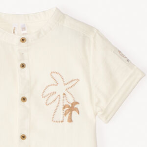 Camisa de manga corta con bordado de palmera para bebé niño 