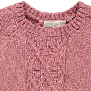 Jersey liso de punto trenzado brillante para niña 
