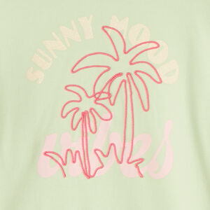 Sudadera de felpa con mangas abullonadas Palmera niña 