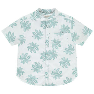 Camisa de manga corta con cuello mao estampada para niño 