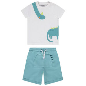 Conjunto 2 piezas camiseta + bermudas dinosaurio para bebé niño 