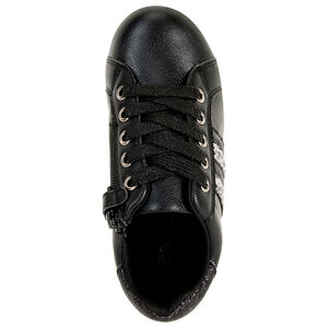 Zapatillas negras efecto cuero con purpurina para niña 