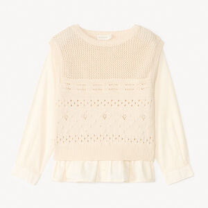 Pull 2 en 1 chemise + pull sans manches pour fille   Main Pull 2 en 1 chemise + pull sans manches pour fille