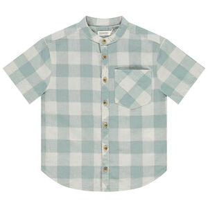 Camisa de cuadros de manga corta con cuello mao para niño  Main Camisa de cuadros de manga corta con cuello mao para niño