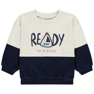 Sudadera oversize bicolor con flap de velero para bebé niño 