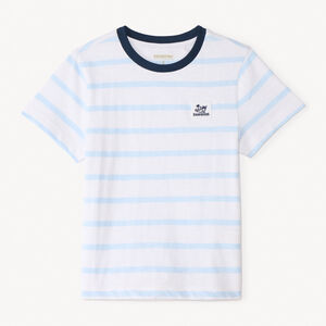 Camiseta de algodón de rayas horizontales de manga corta para niño 