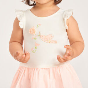 Robe de rayures à manches courtes 2 en 1 pour bébé fille 