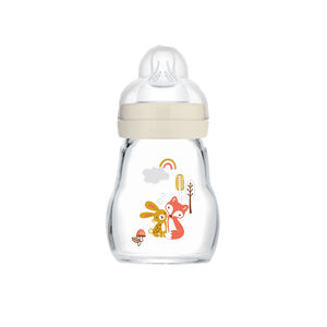 Biberón de vidrio 170ml flujo 1 0-6 meses blanco (modelo aleatorio) 